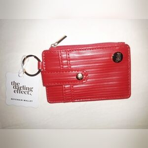 Textured Red Card Wallet with Keyring